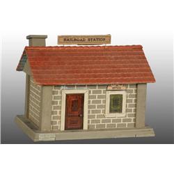 Wooden Schoenhut Toy Railroad Train Station.