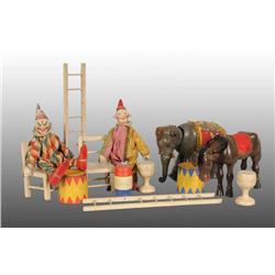 Lot of 13: Schoenhut Toy Circus Pieces.