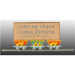 Lot of 3: Tin Marx Toy Bunny Express Train Cars.