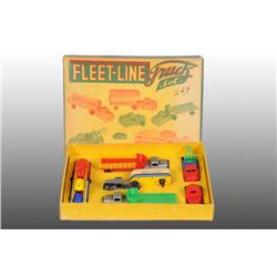 Tin Wyandotte Fleet-Line Toy Truck Set in O/B