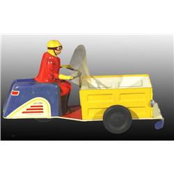 Tin Ny-Lint Delivery Motorcycle Wind-Up Toy.