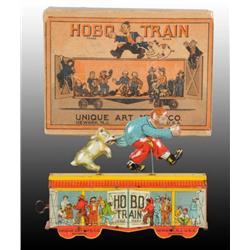 Tin Unique Art Hobo Train Wind-Up Toy in Rare O/B