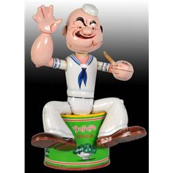 Tin Linemar Battery-Operated Smoking Popeye in O/B
