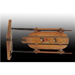 Wooden Disney Mickey & Minnie Mouse Sled.