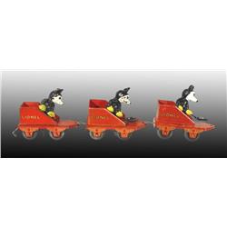 Lot of 3: Lionel Mickey Mouse Stoker Train Tenders