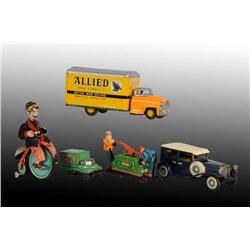 Lot of 5: Tin Post-War Toys.
