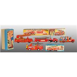 Lot of 4: Tin Toy Fire Engines. All in O/B.