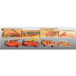 Lot of 4: Fire Engine Friction Toys. All in O/B