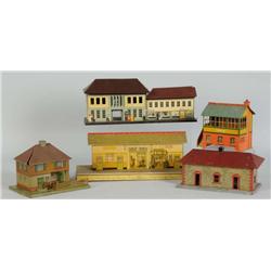 Lot of 7: Tin Train Buildings.