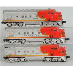 Lionel 3-Piece Early O-Gauge Santa Fe Train Units.
