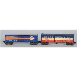 Lot of 2: Lionel O-Gauge Boxcars.
