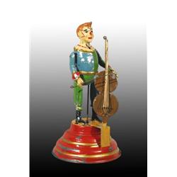 Tin Handpainted Clown Playing Cello Wind-Up Toy.