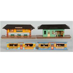 Lot of 4: American Flyer Wood Accessory Buildings.