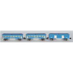 Lot of 3: Lionel Baby Blue Comet Passenger Cars.