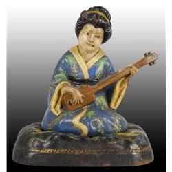 Cast Iron Geisha on Floral Cushion Doorstop.