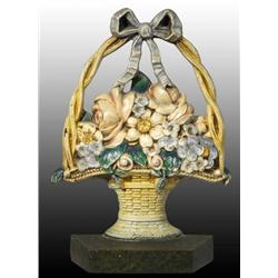 Cast Iron Mixed Flowers in Wicker Basket Doorstop.