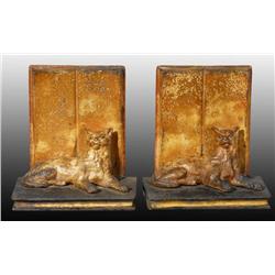 Cast Iron Lying Down Cat Bookends.