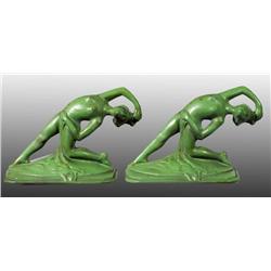 Cast Iron Lady Leaning Bookends.