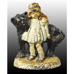 Cast Iron Girl with Shaggy Dog Doorstop.