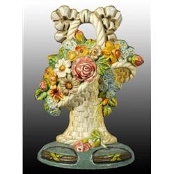 Cast Iron Mixed Flowers in French Basket Doorstop.