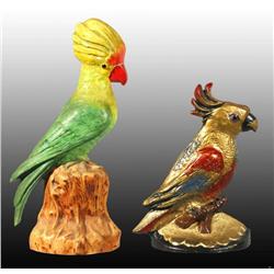Lot of 2: Cast Iron Cockatoo Doorstops.