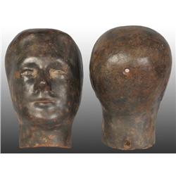 Cast Iron Mannequin Head in Two Pieces.
