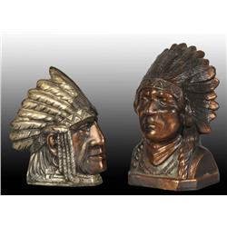 Lot of 2: Cast Iron Indian Chief Head Still Banks.