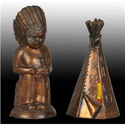 Lot of 2: Cast Iron Indian Still Banks.