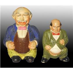 Lot of 2: Squatting Men Pottery Still Banks.