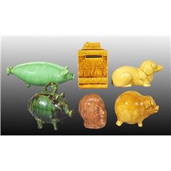 Lot of 6: Assorted Glazed Pottery Still Banks.