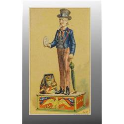 Uncle Sam Mechanical Bank Trade Card.