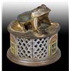 Image 1 : Cast Iron Frog on Lattice Mechanical Bank.