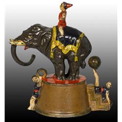 Cast Iron Elephant & Three Clowns Mechanical Bank.