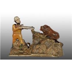 Cast Iron Lion Hunter Mechanical Bank.