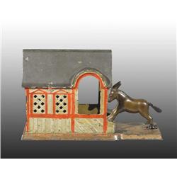 Cast Iron Mule Entering Barn Mechanical Bank.