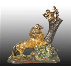 Cast Iron Lion & Monkeys Mechanical Bank.