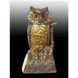 Cast Iron Owl Turning Head Mechanical Bank.
