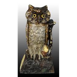 Cast Iron Owl Turns Head Mechanical Bank.