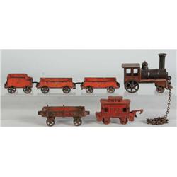 Cast Iron American Toy Floor Train Set.