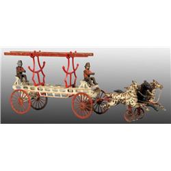 Cast Iron Wilkins Horse-Drawn Ladder Wagon Toy.