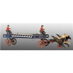 Cast Iron Wilkins Horse-Drawn Ladder Wagon Toy.