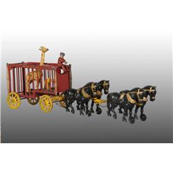 Cast Iron Hubley 4-Horse Giraffe Cage Wagon Toy.