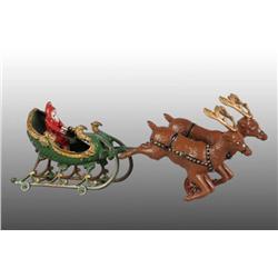 Cast Iron Hubley Santa Sleigh Toy, with 2 Reindeer