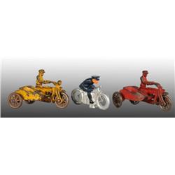Lot of 3: Cast Iron Motorcycle Toys.