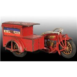 Cast Iron Indian Motorcycle Toy with US Mail Cart.