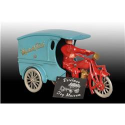 Cast Iron "Say It with Flowers" Motorcycle Toy OB
