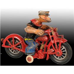 Cast Iron Hubley Popeye on Motorcycle Toy.