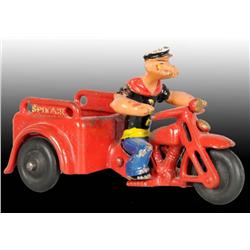 Cast Iron Popeye Spinach Motorcycle Toy.