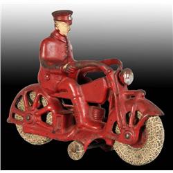 Cast Iron Policeman Motorcycle Toy.