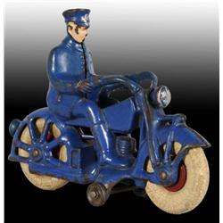 Cast Iron Policeman Motorcycle Toy.